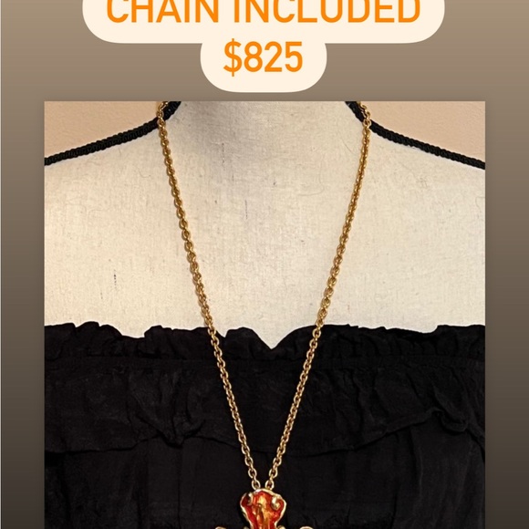 Christian Lacroix Vintage Brooch Pendant w Cabochon Center necklaces included - Picture 8 of 8